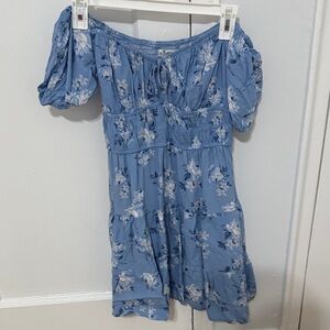 Hollister Blue Floral Off-Shoulder Dress